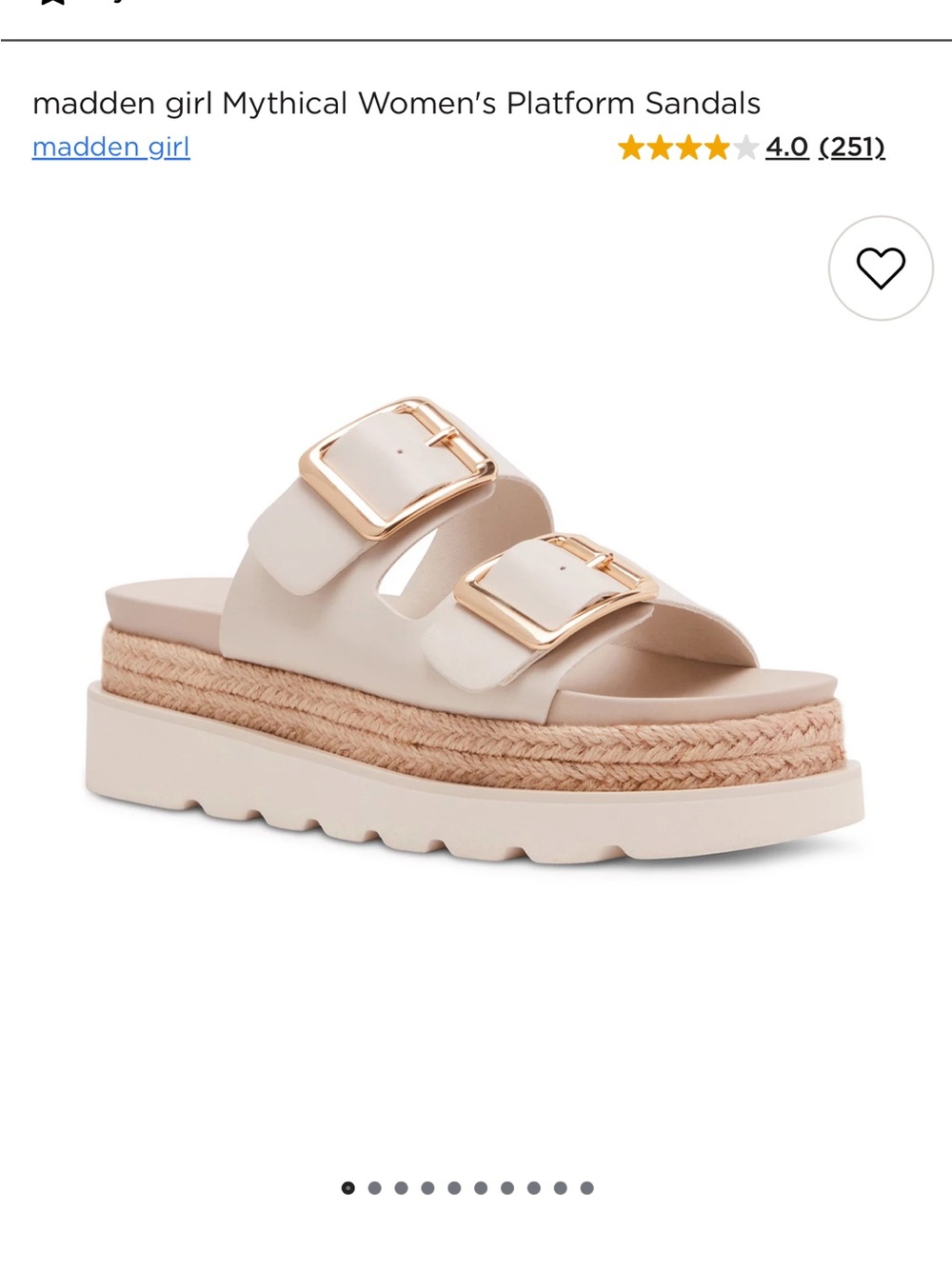 Madden Girl Mythical Cream Platform Sandals with Gold Buckles
